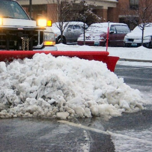 Plowing snow at a commercial office park