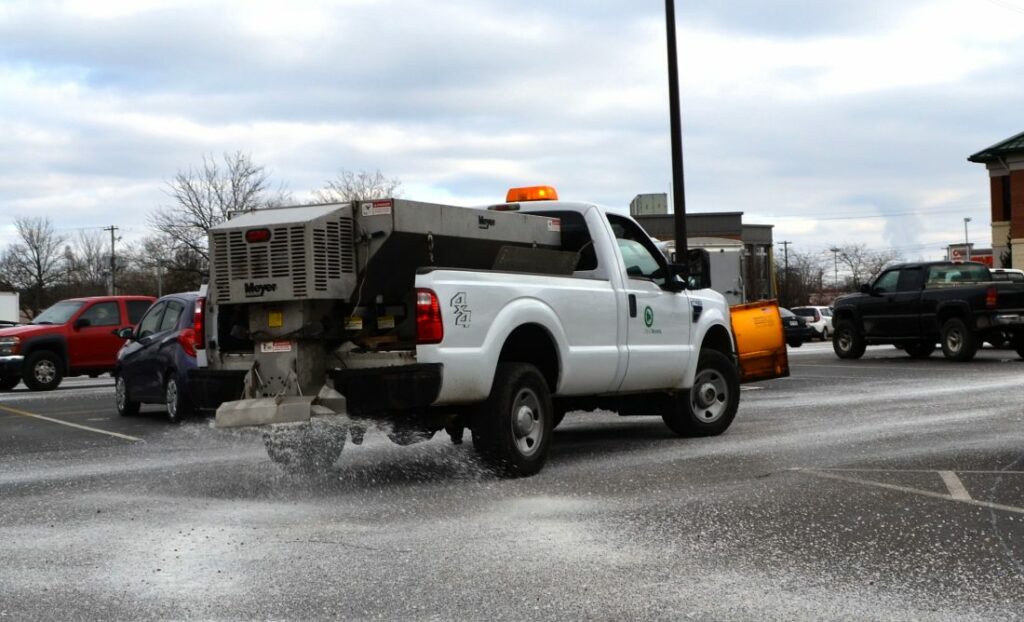 commercial parking lot snow pretreatment