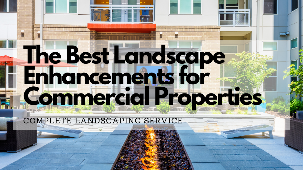 Best landscape enhancements for commercial properties featuring fire pit and outdoor amenities